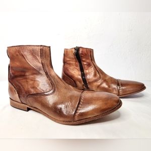 Bed Stu Cobbler Series Ankle Boots Booties Brown Leather Zip Up Size 8 NEW ITALY